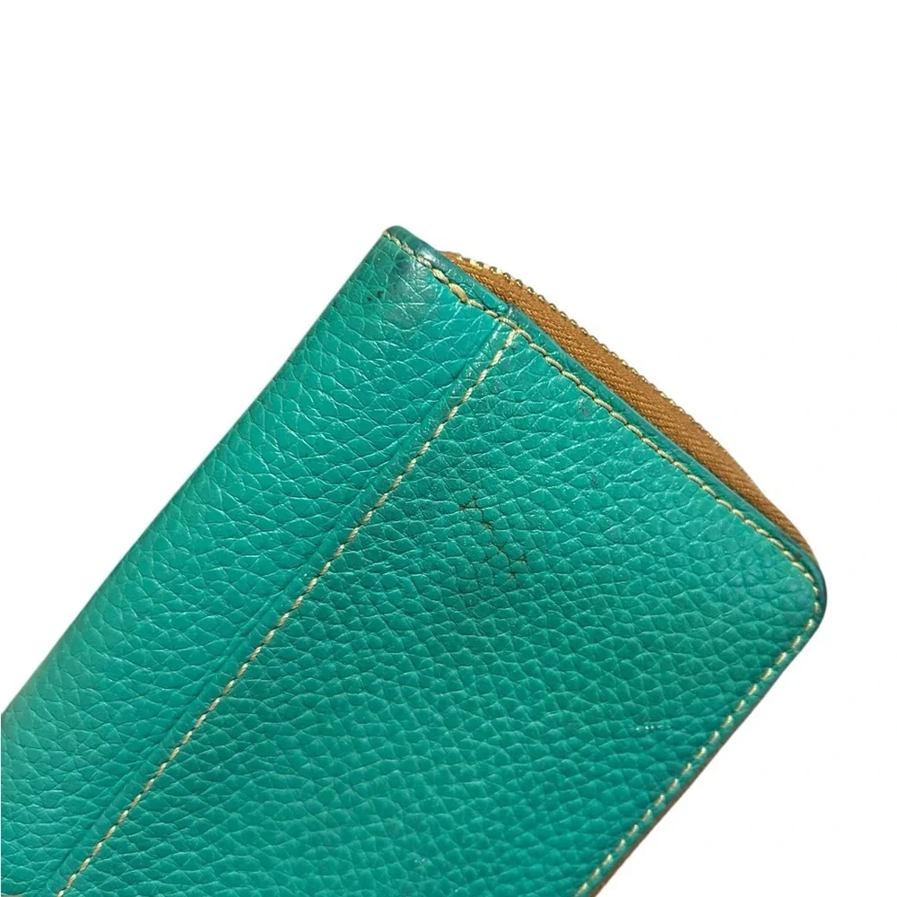 Dooney & Bourke Pebble Leather Zip around Y2k Wallet Teal Green Red Interior med - Picture 8 of 16